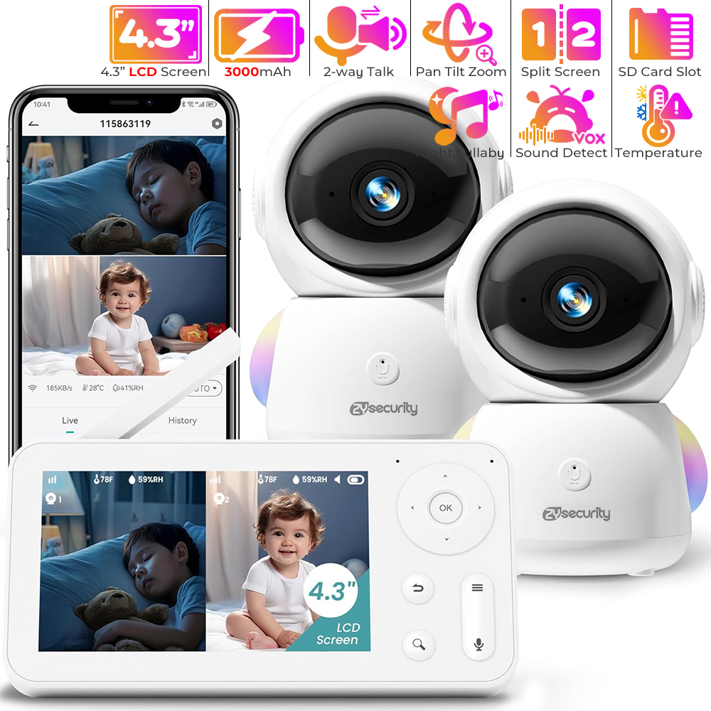 Audio Music Apps - Monitor de bebê 2K com 2